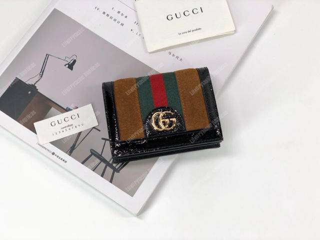 G*u*i ophidia suede card case wallet brown