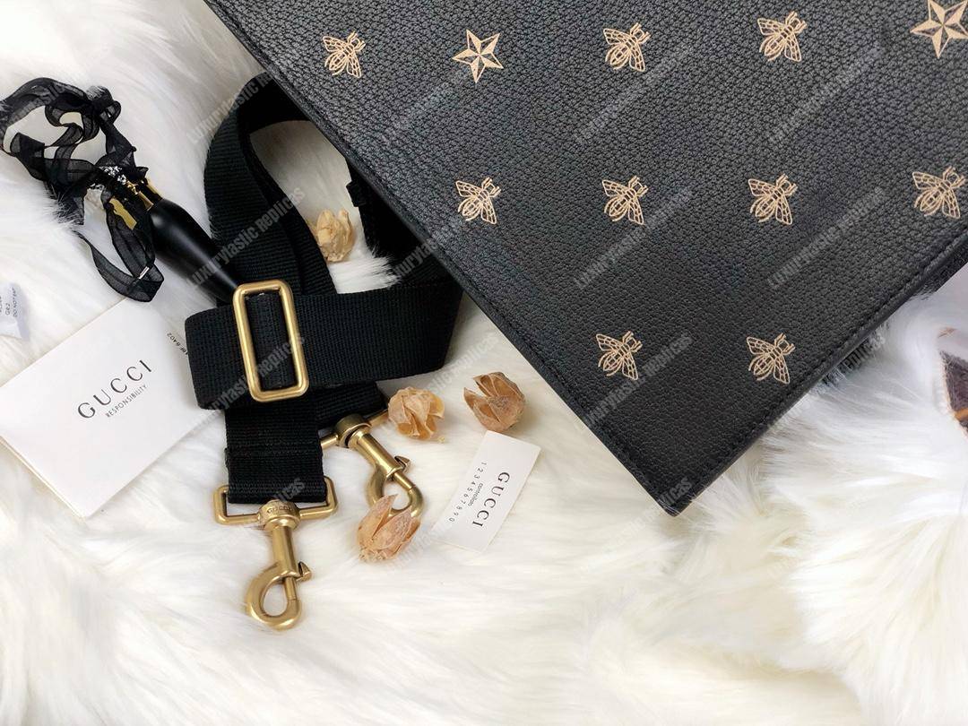 G*u*i bee star leather tote