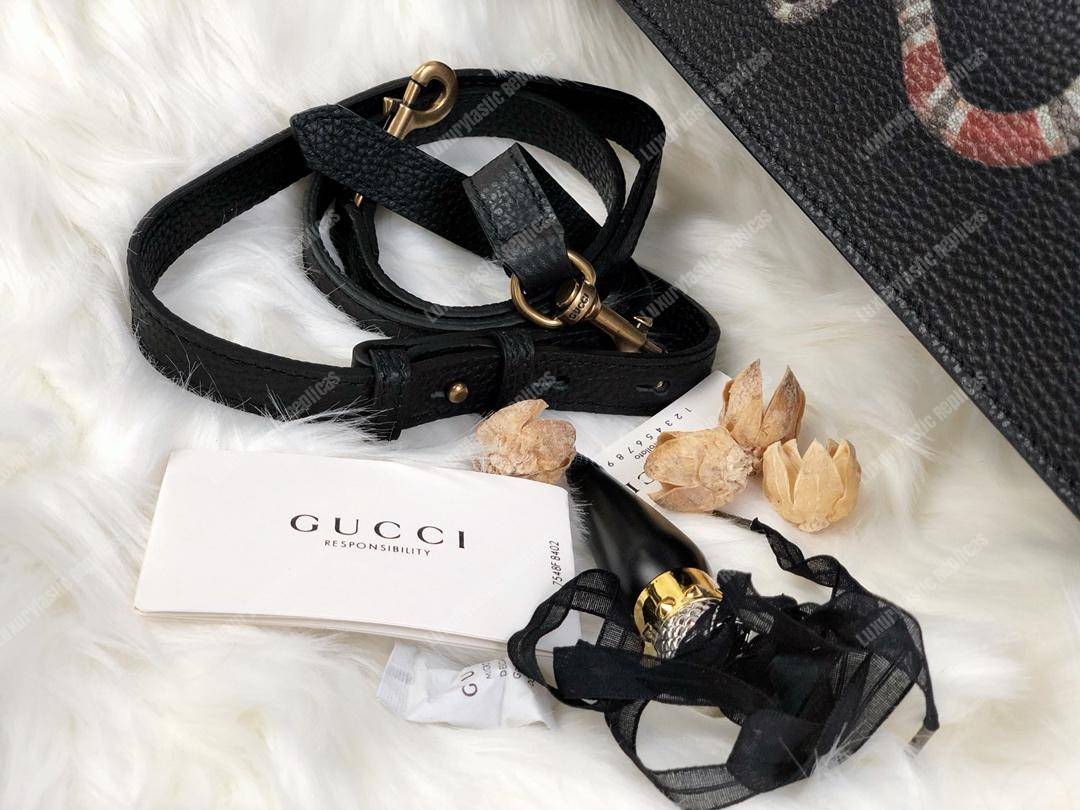 G*u*i kingsnake print leather tote