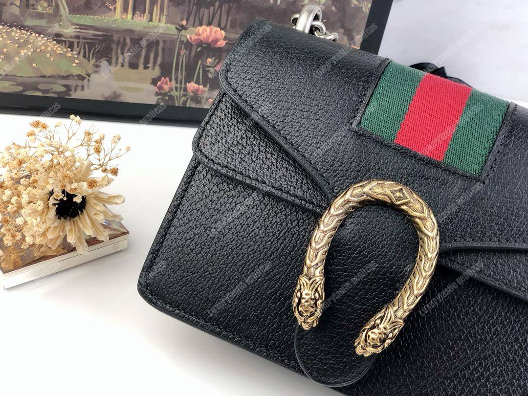G*u*i dionysus leather mini bag black green red web