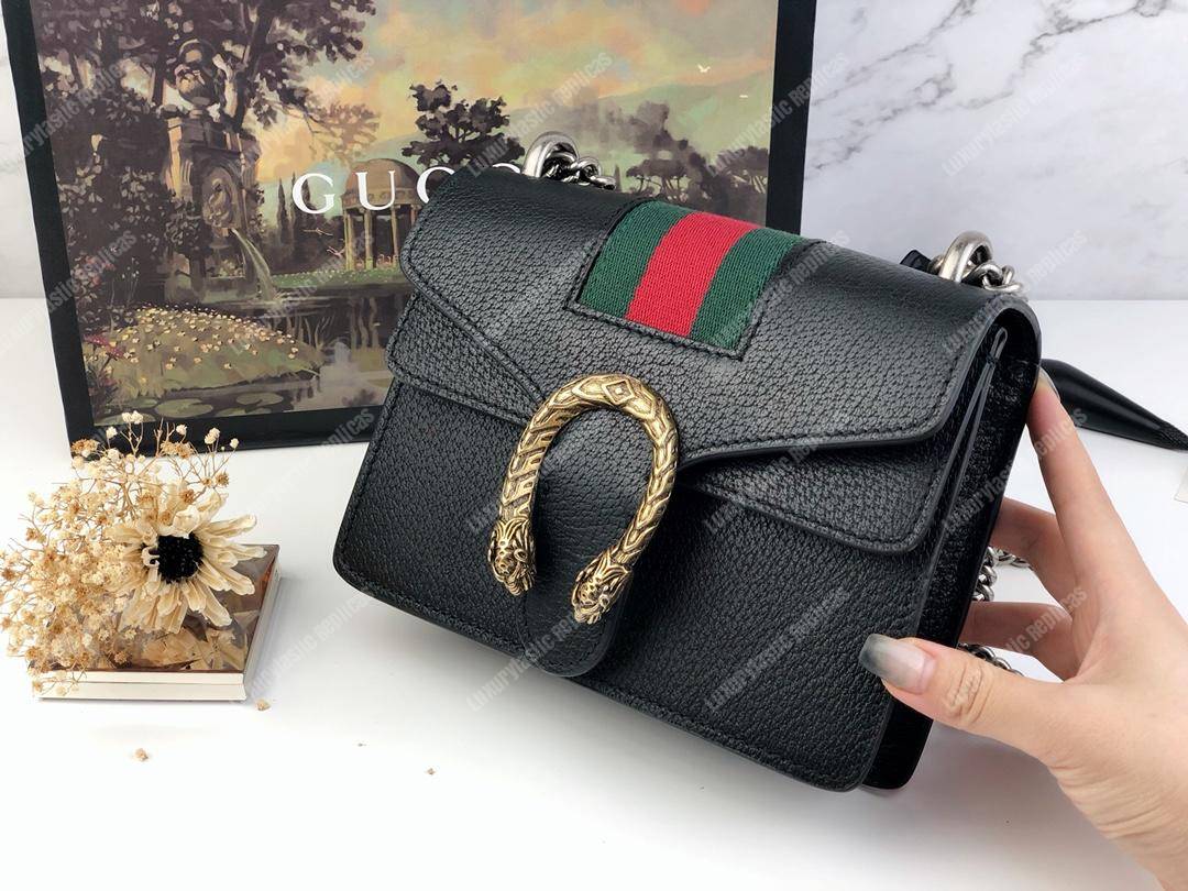 G*u*i dionysus leather mini bag black green red web