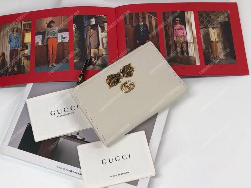 G*u*i leather card case wallet with bow white