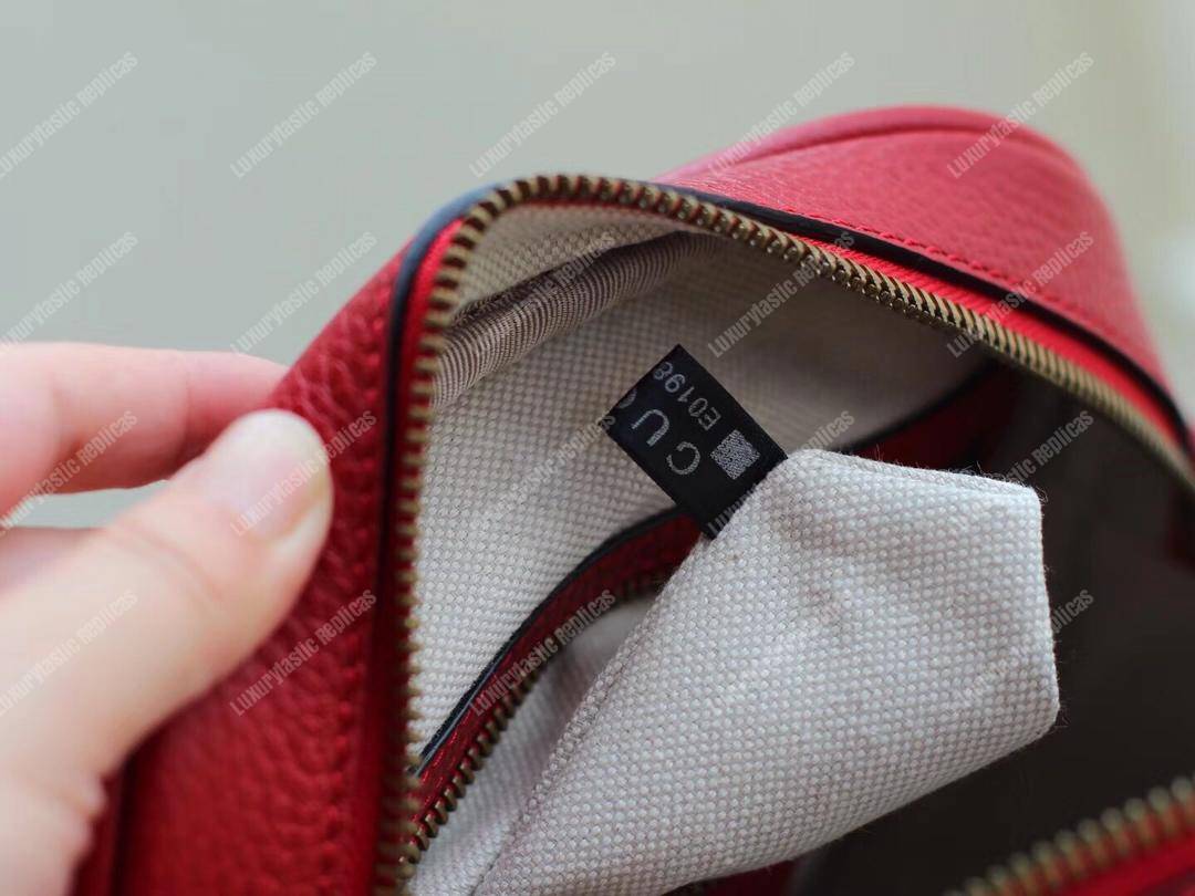 G*u*i print messenger bag hibiscus red leather
