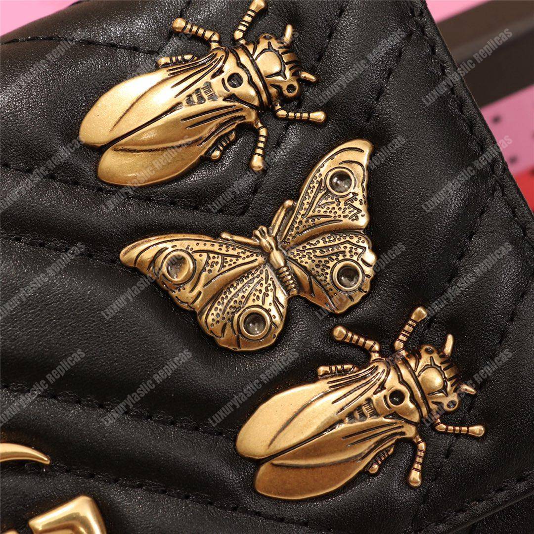 G*u*i gg marmont continental wallet with animal studs black