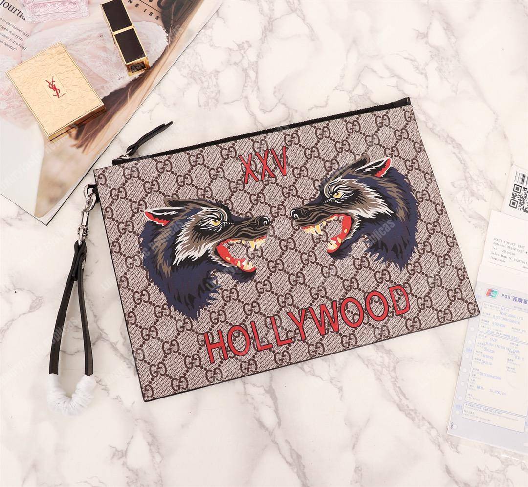 G*u*i bestiary pouch with hollywood wolf