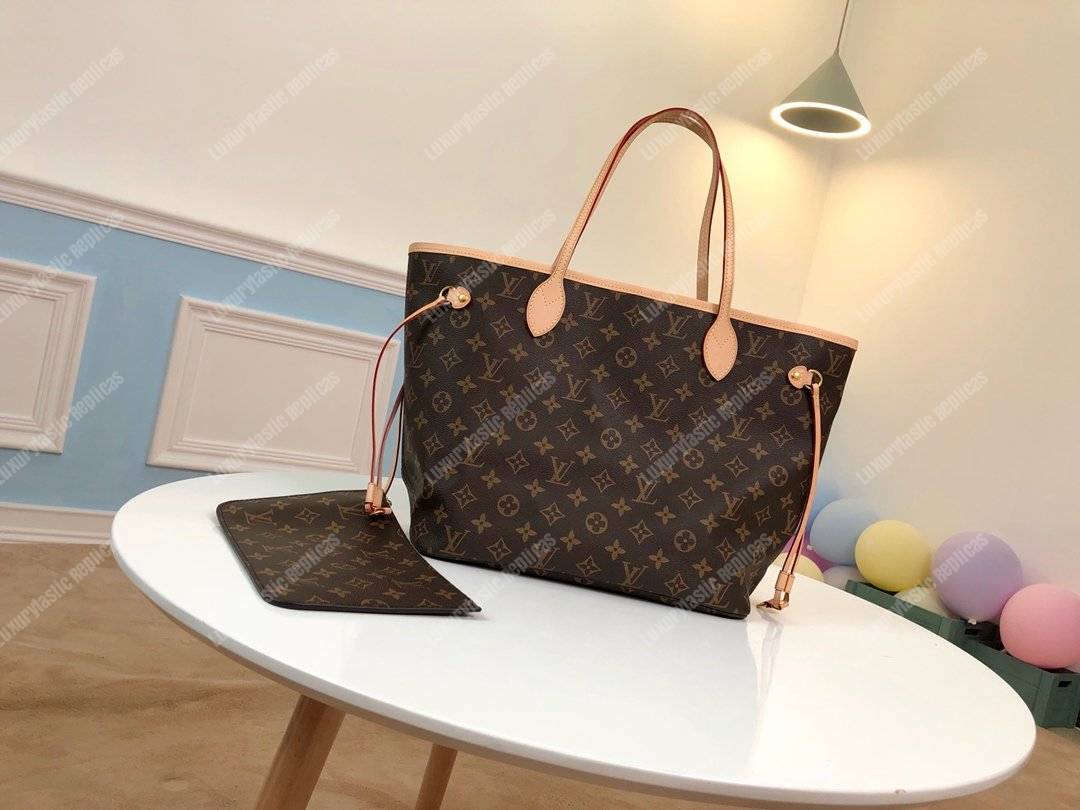 LV Neverfull MM Monogram Beige