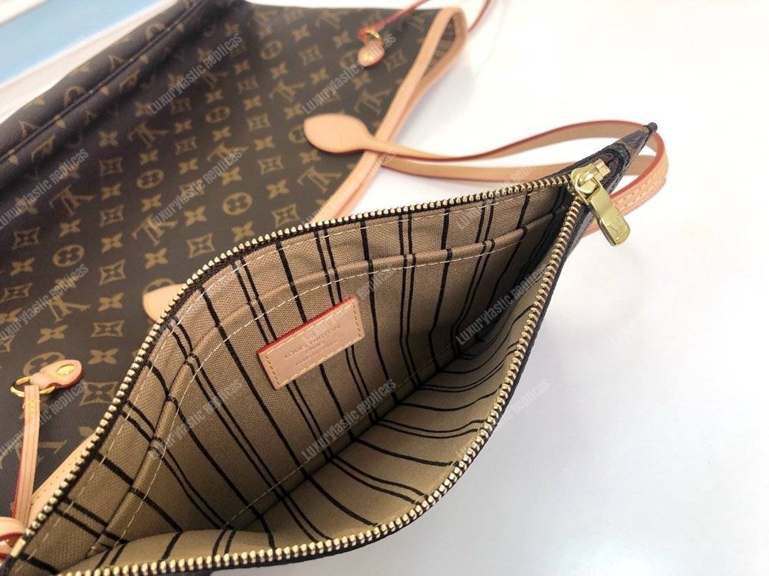 LV Neverfull MM Monogram Beige