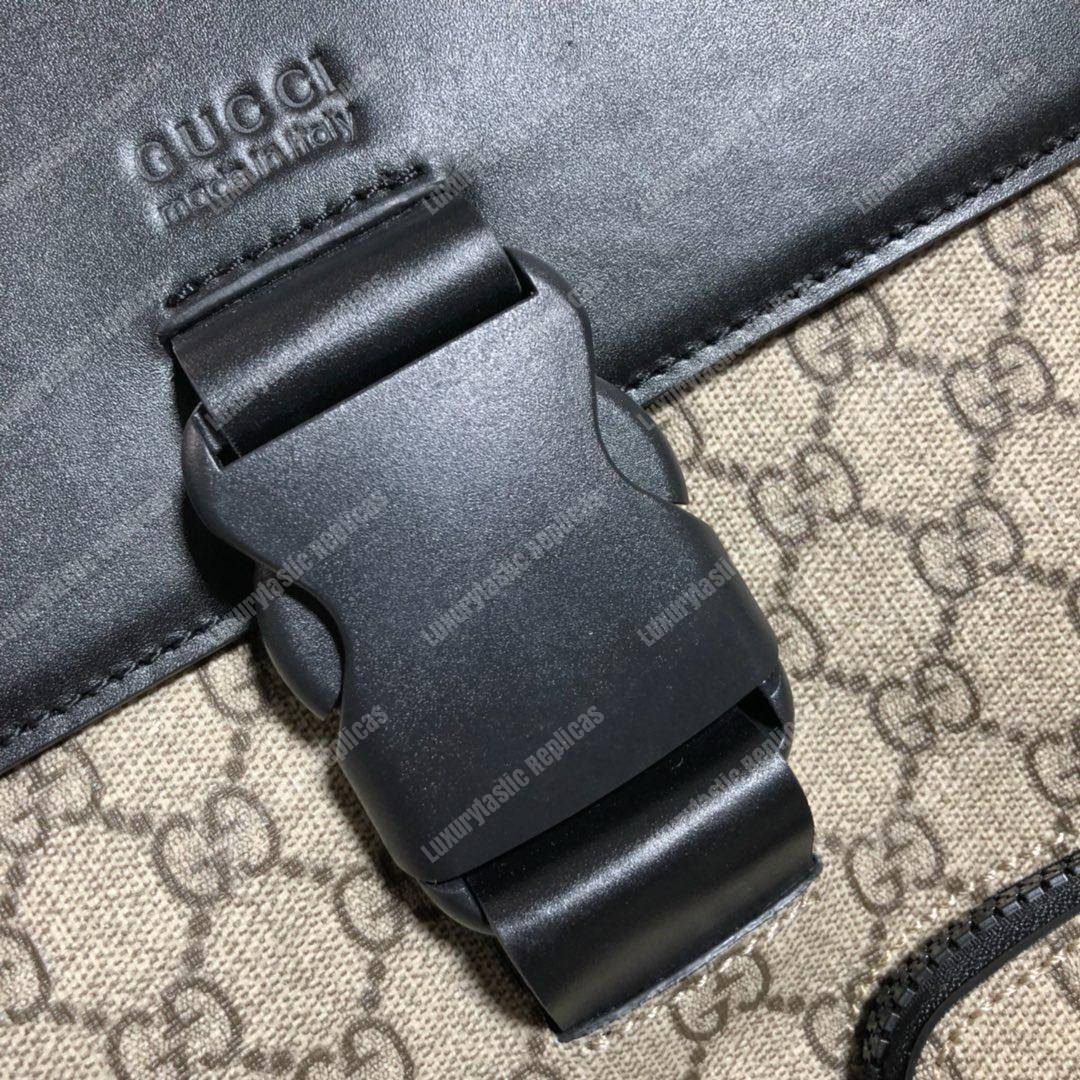G*u*i gg sup*e backpack black leather double pocket