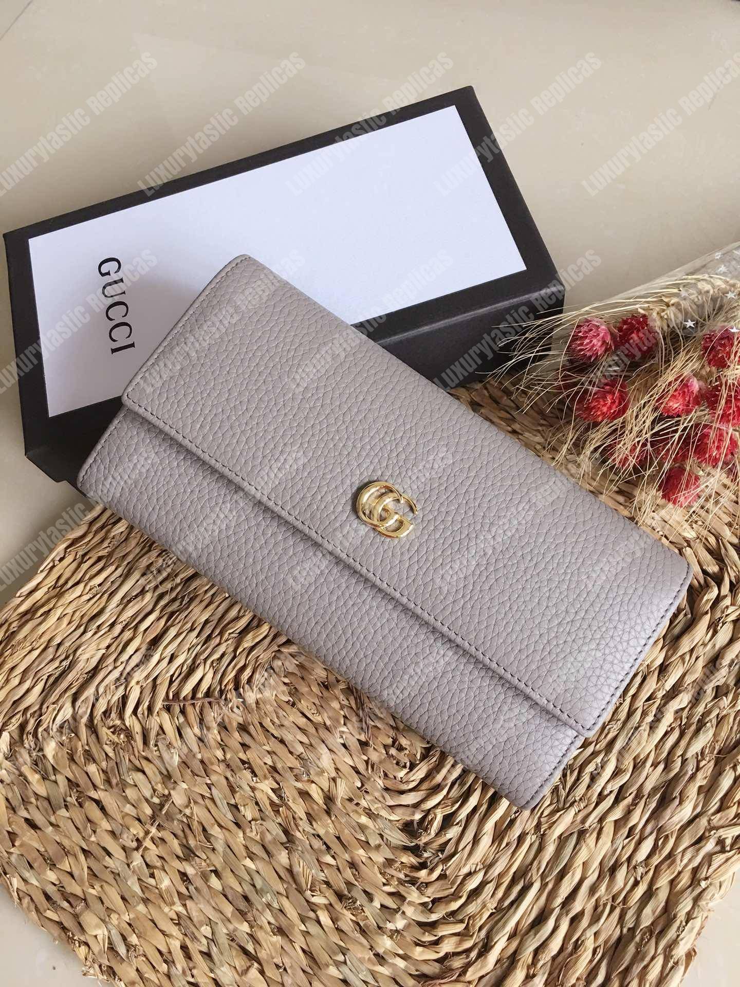 G*u*i gg leather continental wallet gray