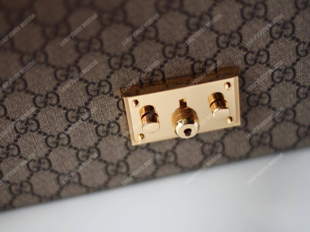 G*u*i padlock medium gg shoulder black/brown