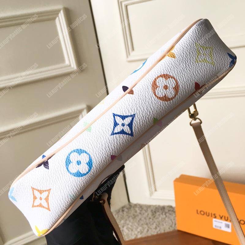 LV Pochette Accessories Monogram Multicolor White Coated Canvas