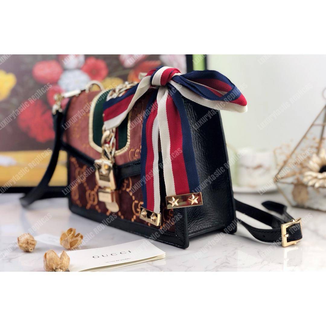 G*u*i sylvie gg velvet small shoulder bag brown