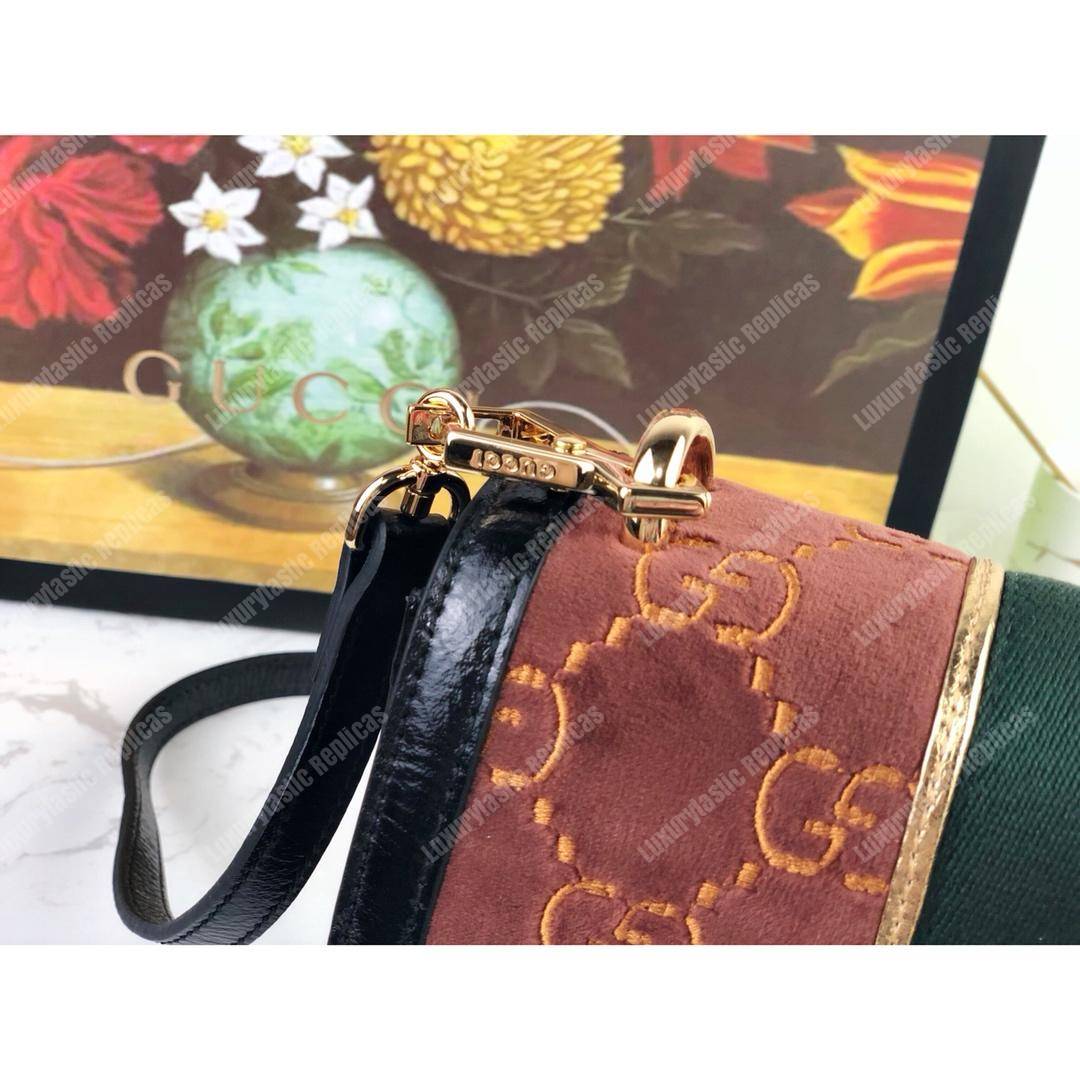 G*u*i sylvie gg velvet small shoulder bag brown