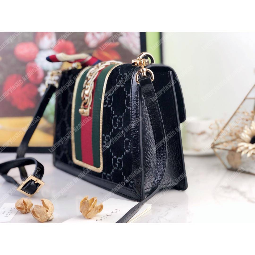 G*u*i sylvie velvet small shoulder bag black