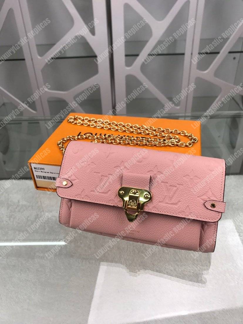 LV Vavin Chain Wallet Monogram Empreinte Rose Poudre