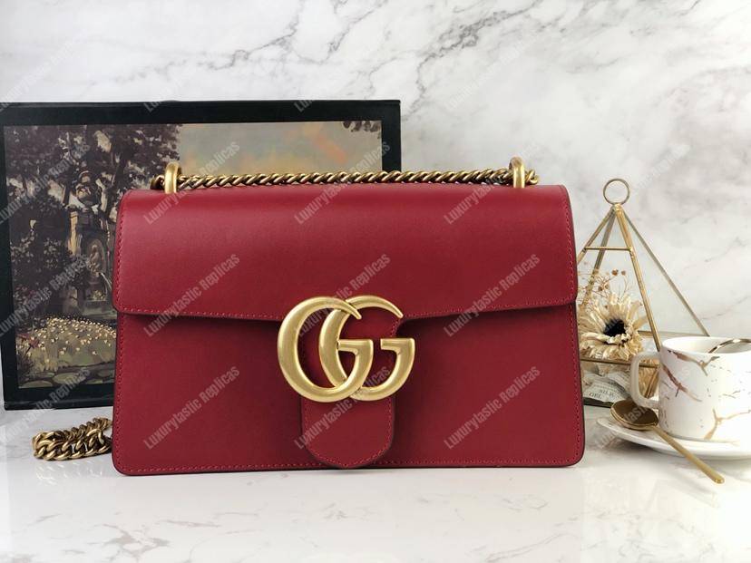 G*u*i gg marmont leather shoulder bag red