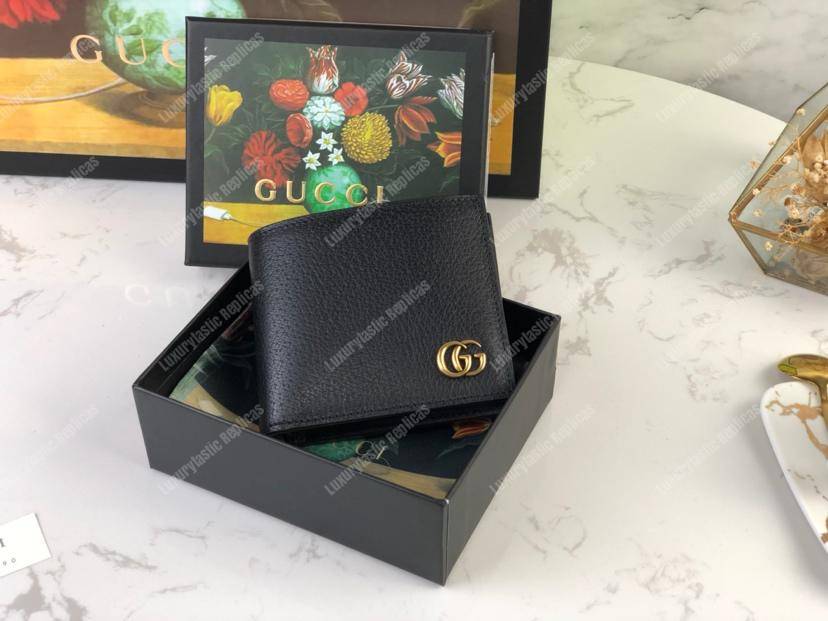 G*u*i gg marmont leather bi-fold wallet black