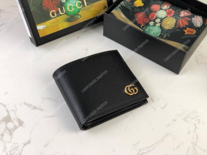 G*u*i gg marmont leather bi-fold wallet black