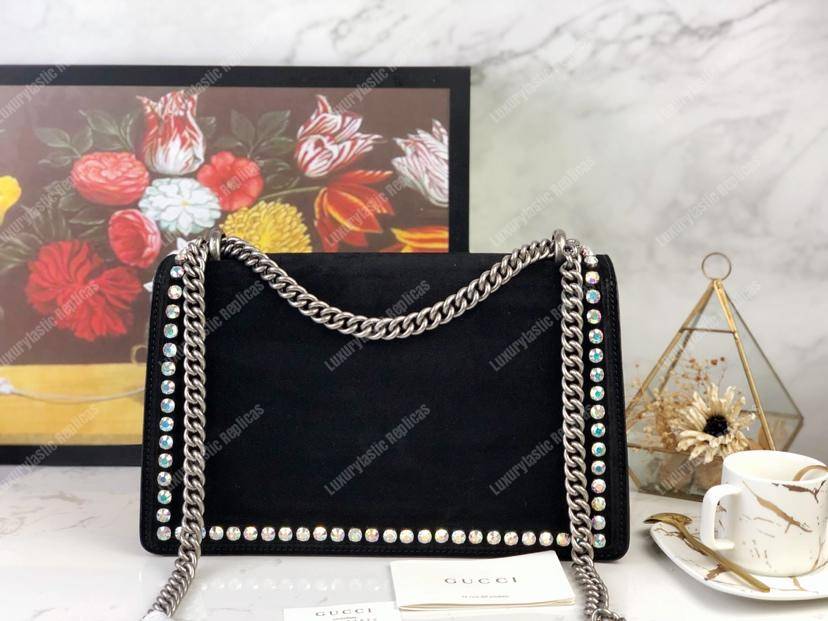 G*u*i black suede crystal small dionysus shoulder bag