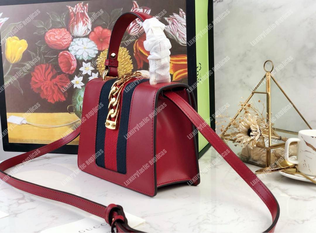 G*u*i sylvie leather mini bag hibiscus red