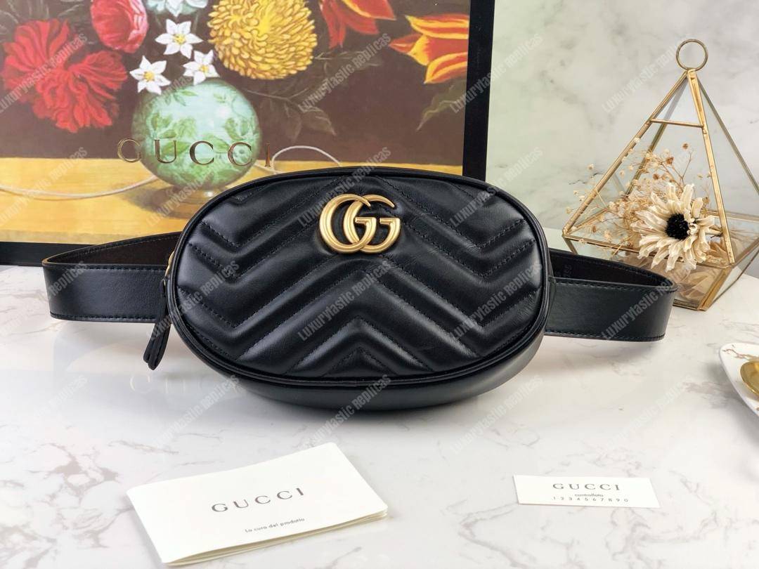 G*u*i gg marmont matelassé leather belt bag black