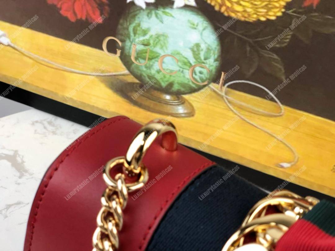 G*u*i sylvie leather mini chain bag hibiscus red