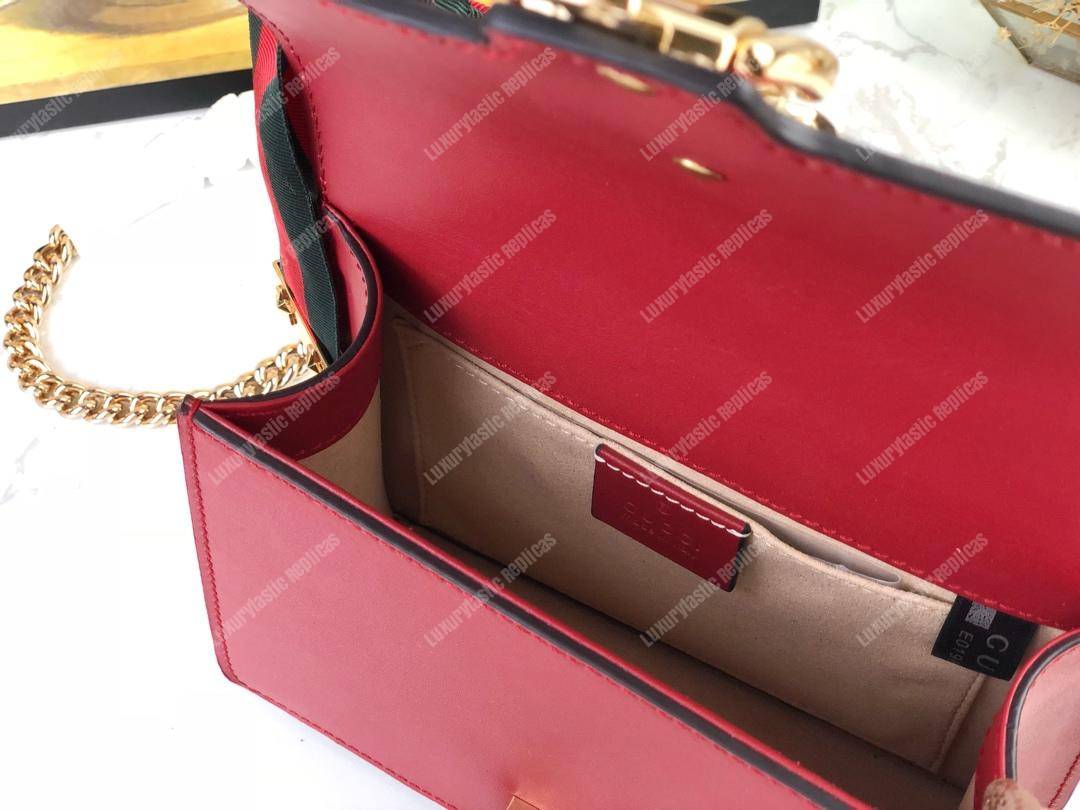 G*u*i sylvie leather mini chain bag hibiscus red