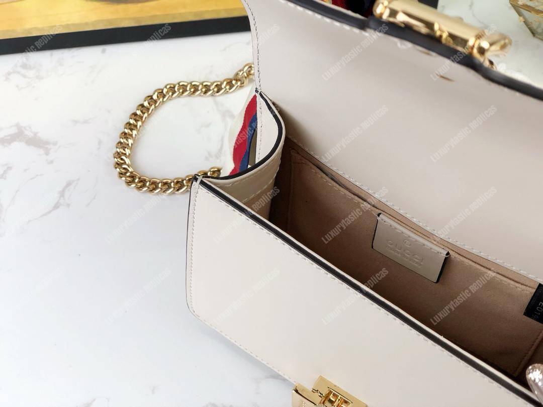 G*u*i sylvie leather mini chain bag white