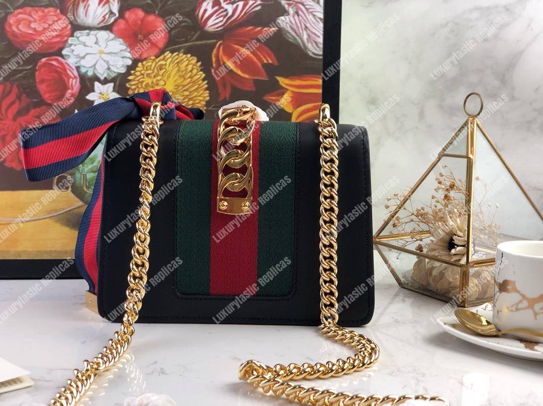 G*u*i sylvie leather mini chain bag black