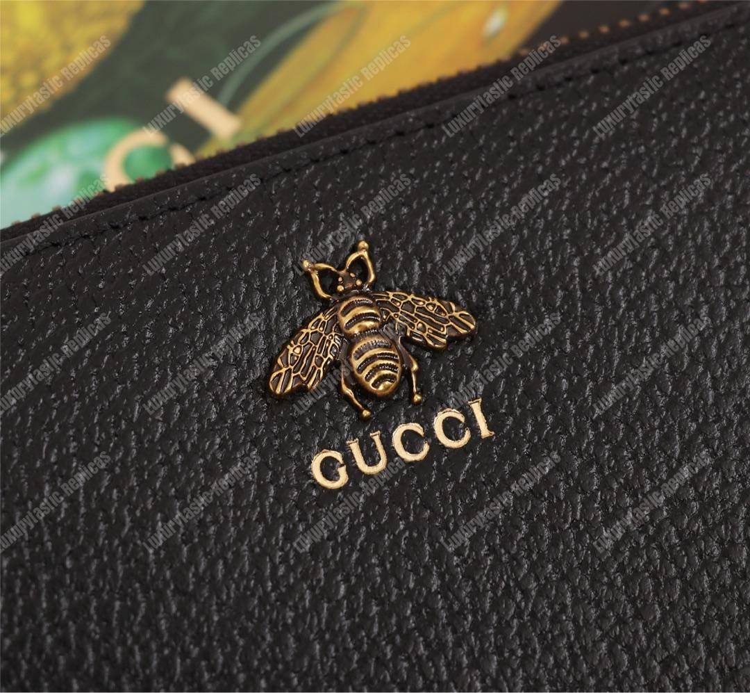 G*u*i animalier leather zip around wallet black