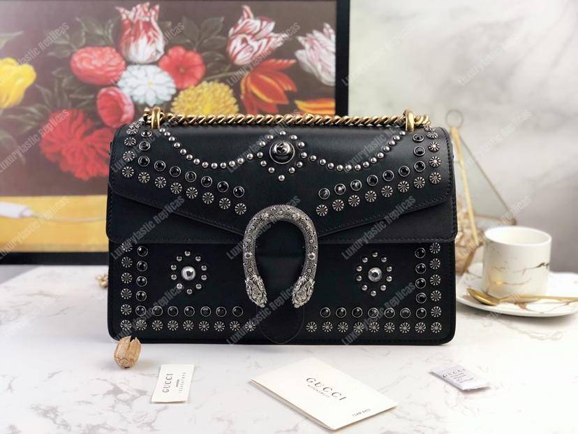 G*u*i dionysus studded shoulder bag black