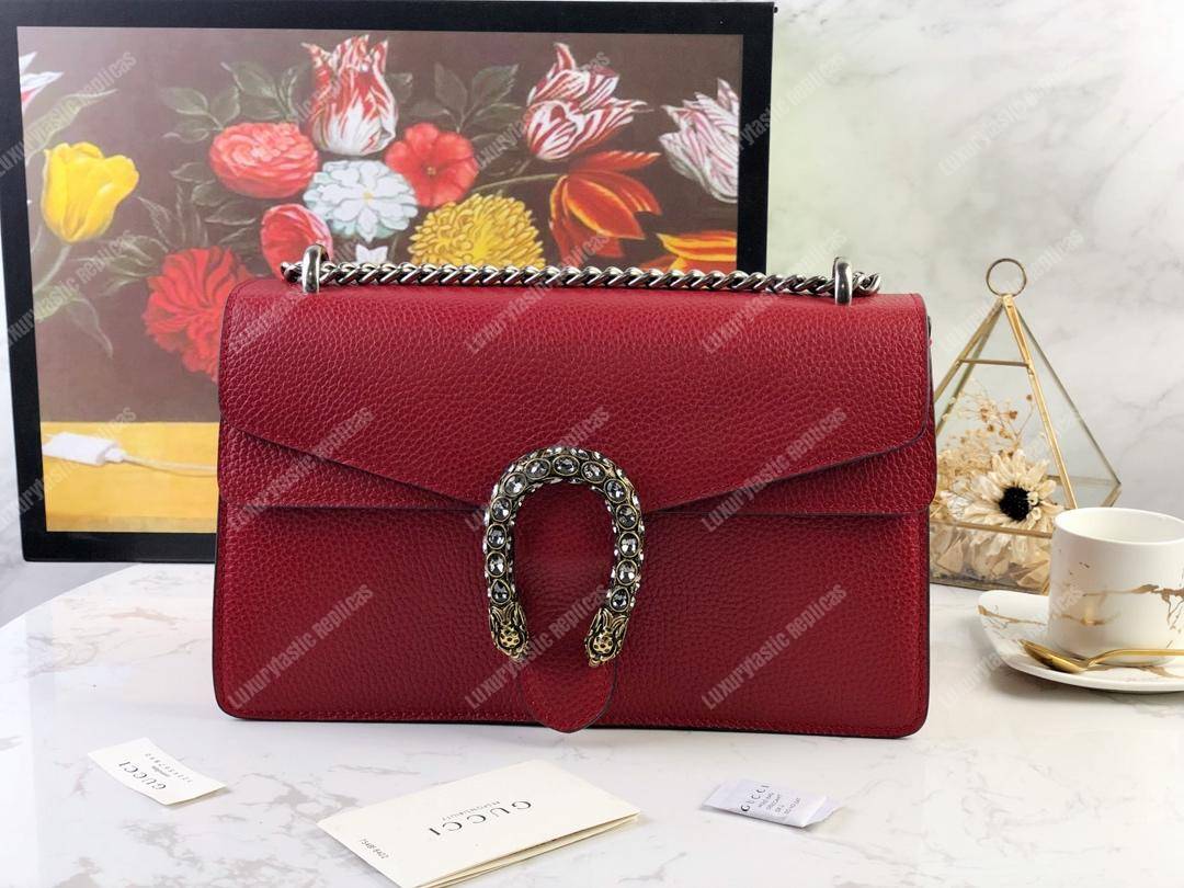 G*u*i dionysus small shoulder bag hibiscus red leather