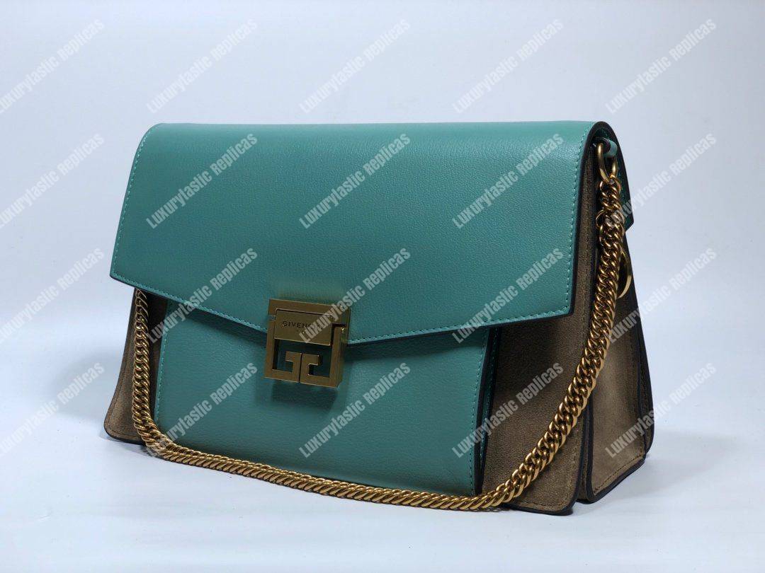 Givenchy Medium GV3 Bag In Leather And Suede Turquoise