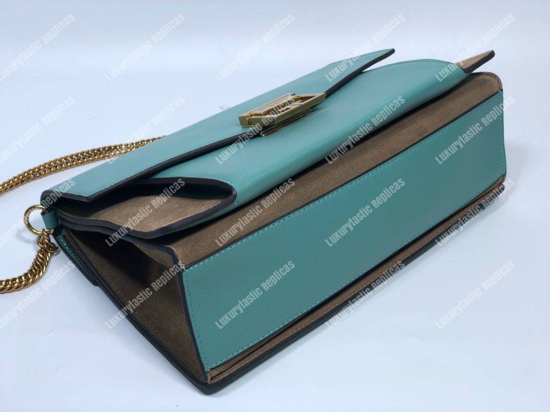 Givenchy Medium GV3 Bag In Leather And Suede Turquoise