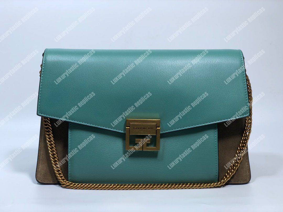 Givenchy Medium GV3 Bag In Leather And Suede Turquoise