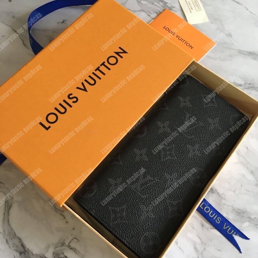 LV Brazza Wallet Monogram Eclipse Canvas