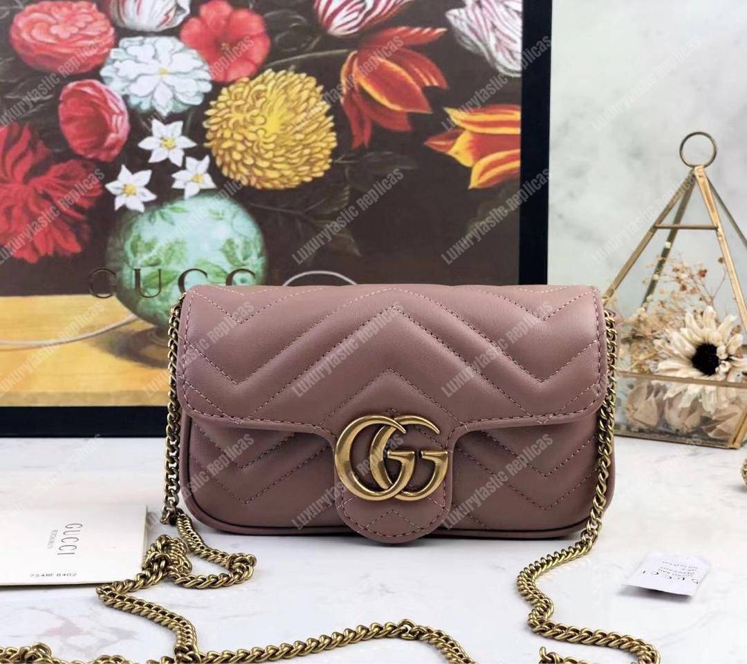 G*u*i gg marmont matelassé super mini bag dusty pink