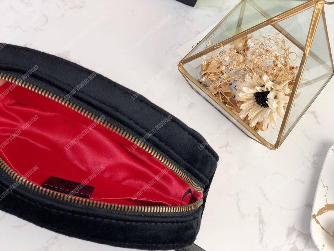 G*u*i gg marmont matelassé velvet belt bag black