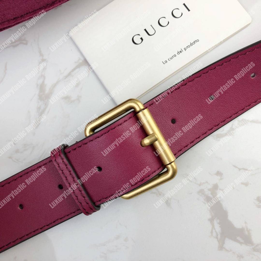 G*u*i gg marmont matelassé velvet belt bag fuchsia