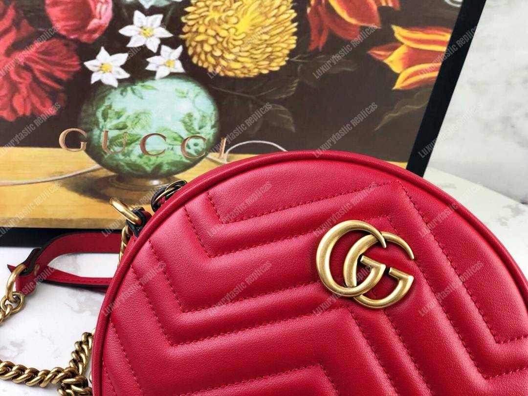 G*u*i gg marmont mini round shoulder bag hibiscus red