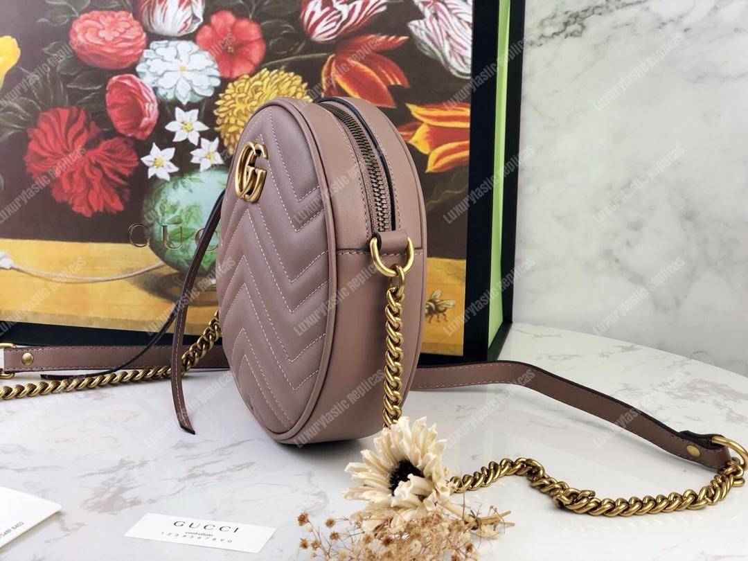 G*u*i gg marmont mini round shoulder bag dusty pink