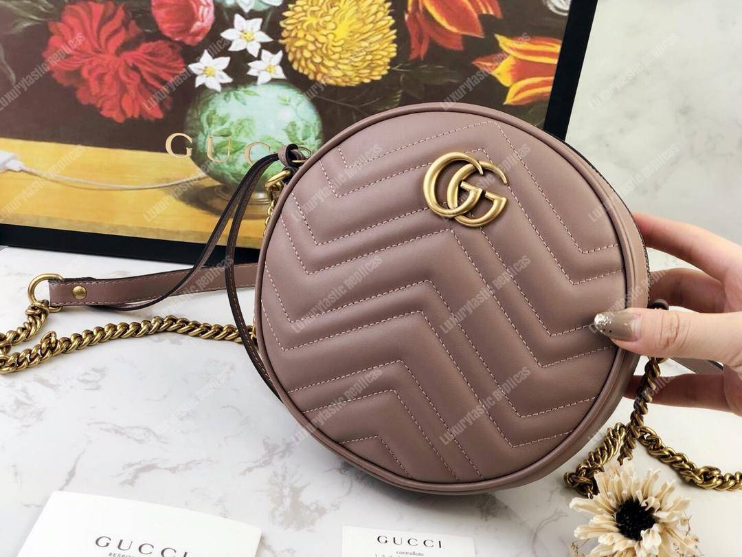 G*u*i gg marmont mini round shoulder bag dusty pink