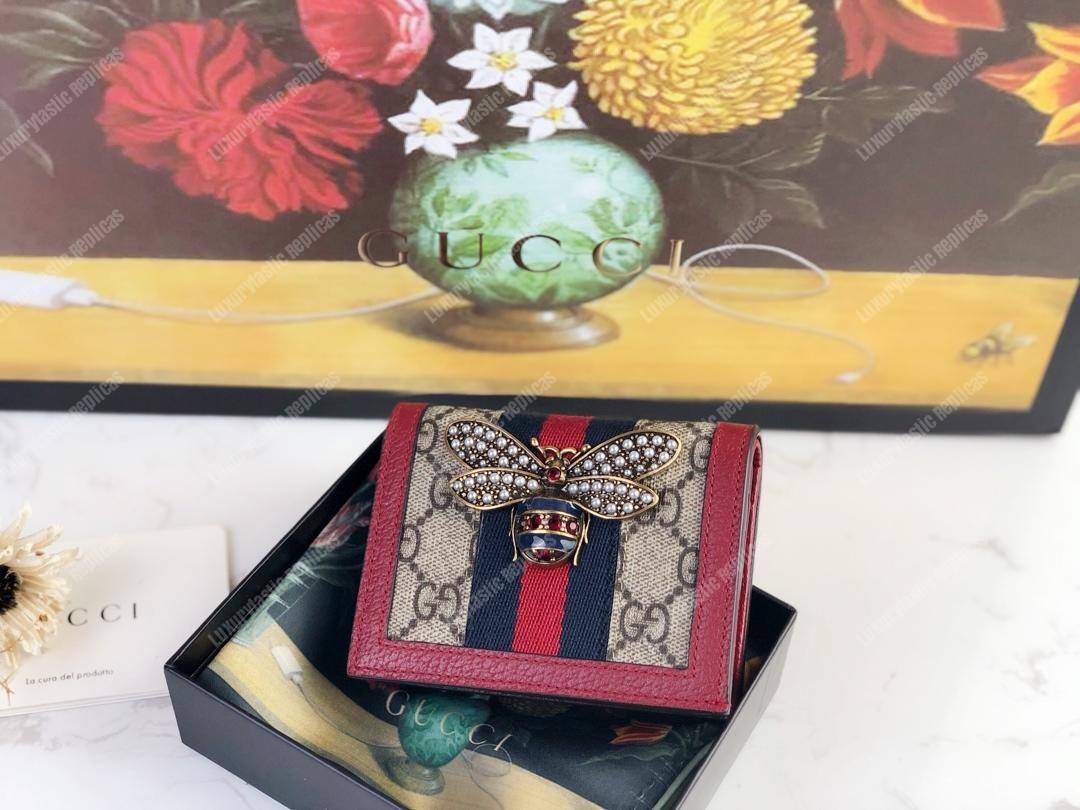 G*u*i queen margaret gg sup*e card case wallet red
