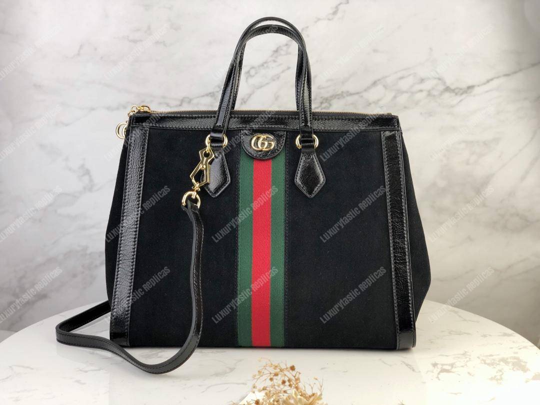 G*u*i ophidia black suede medium tote bag