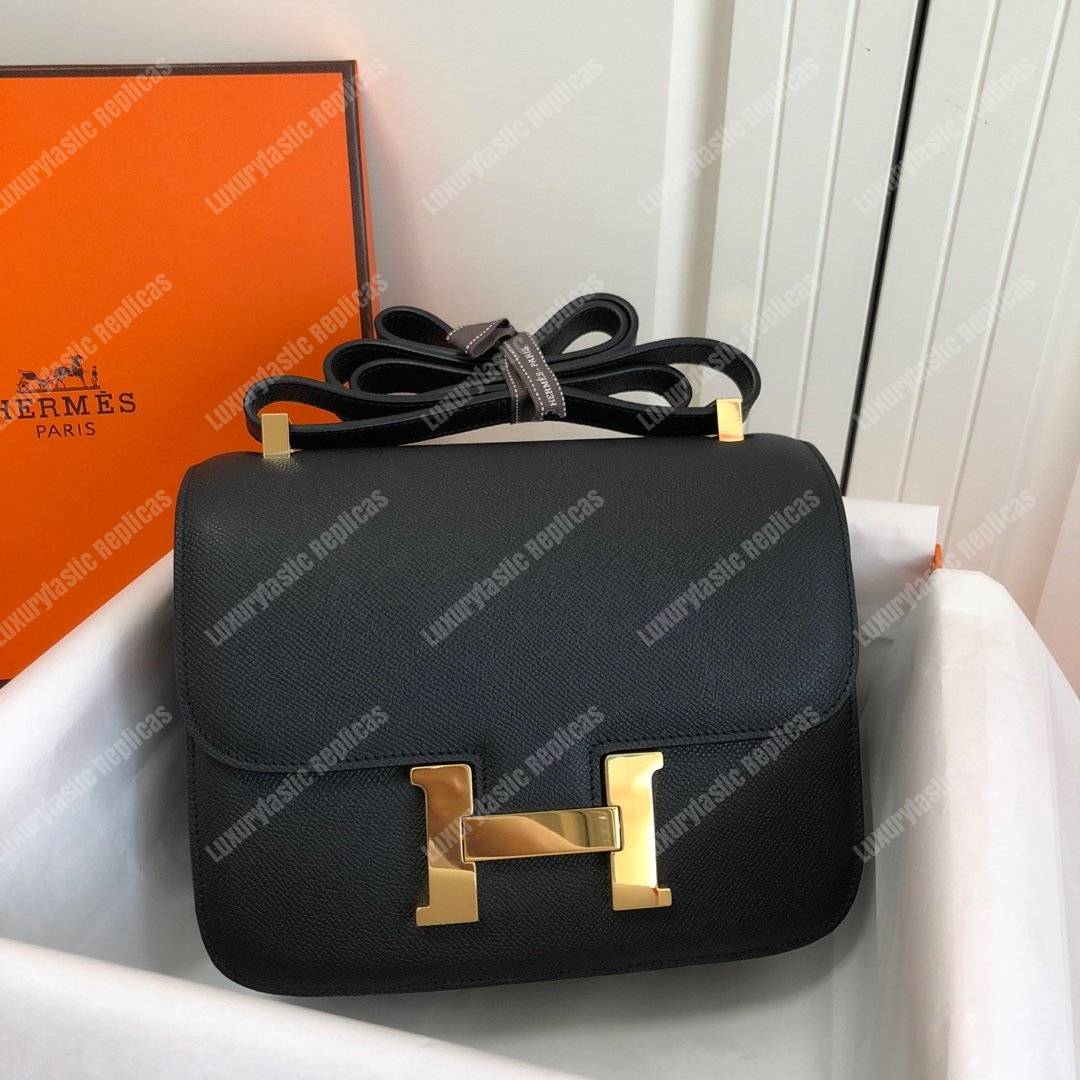 H**mes constance 18 bag epsom black gold-hardware