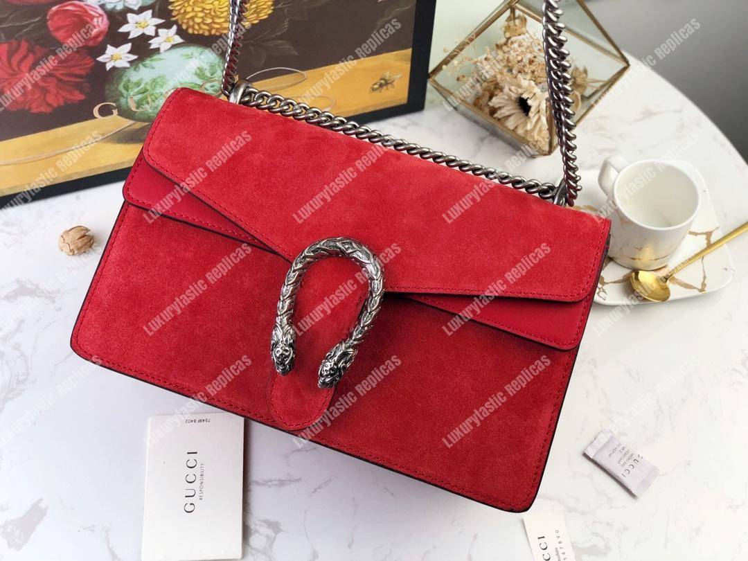 G*u*i red suede small dionysus shoulder bag