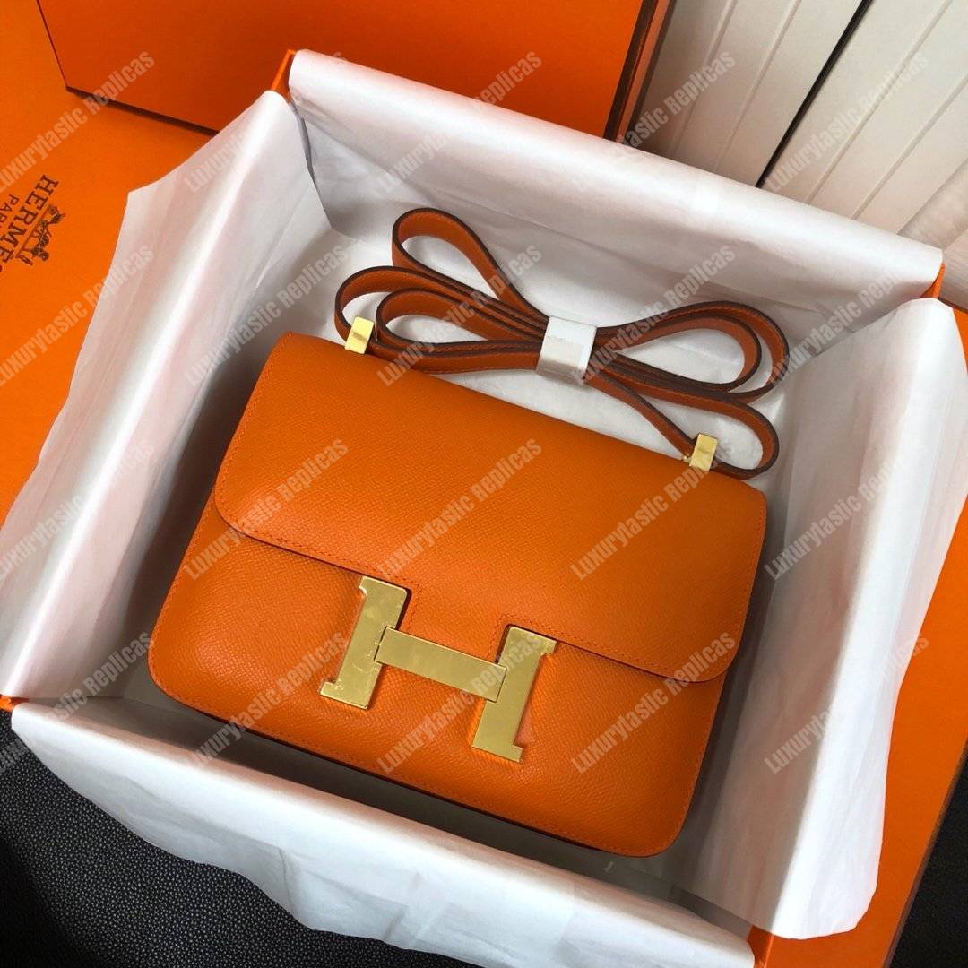 H**mes constance 24 bag epsom orange gold hardware