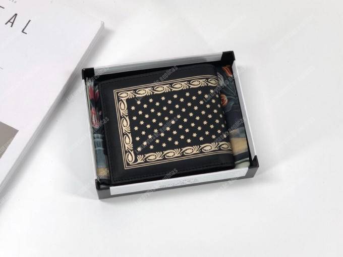 g*u*i G*u*iy print leather bi-fold wallet black