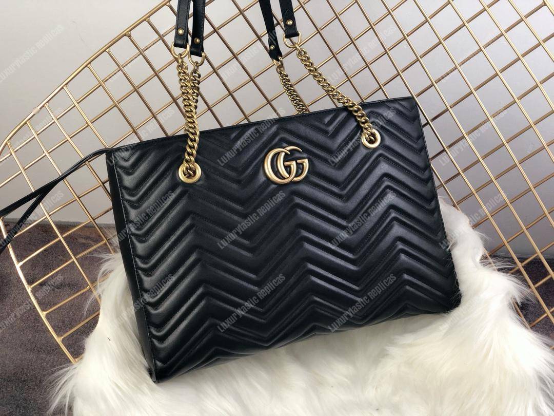 G*u*i gg marmont matelassé medium tote bag black pre-fall 2018