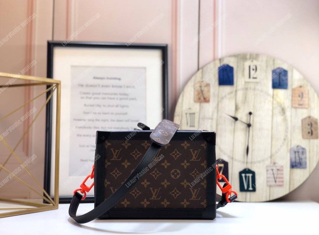 LV Soft Trunk Monogram Coated Canvas Black Trim